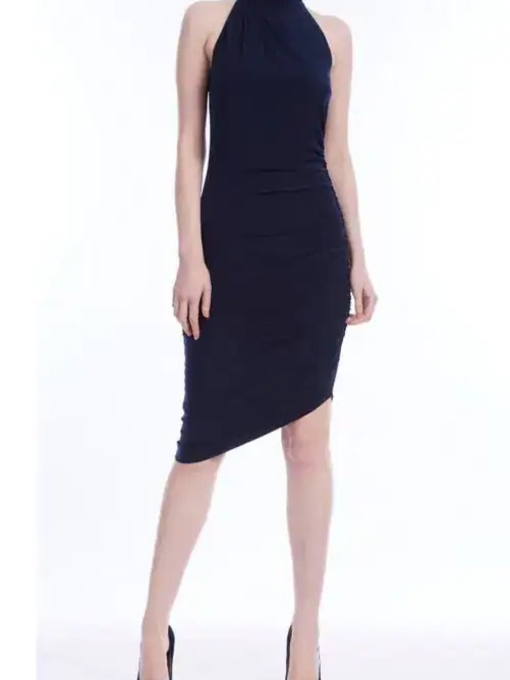 Jewel Badgley Mischka Sleeveless Navy Halter Neck dress sz 14